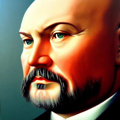 Prompt: hyperrealistic lenin portrait, sharp focus, elegant, highly detailed