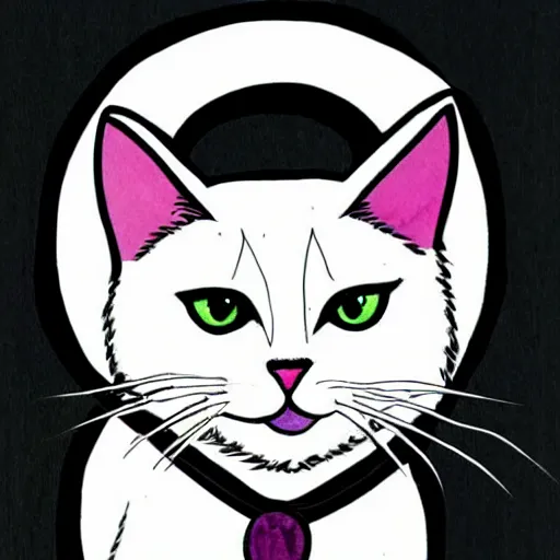 Image similar to white cat with black markings, todd mcfarlane art style,