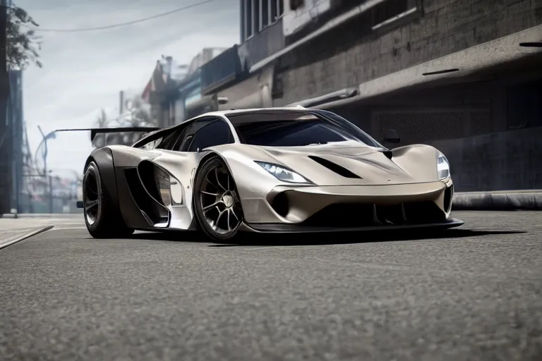 Image similar to photo wallpaper sport car gran turismo 7 forza horizon need for speed fast and furious 5 unreal engine supercar hypercar game concept car octane render, 4 khd 2 0 2 2 3 d cgi rtx style chrome reflexion global illumination ray tracing hdr arstation pixar and disney unreal