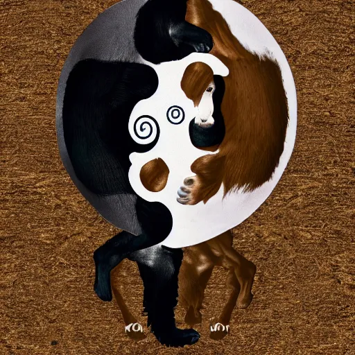 Image similar to an ape and a horse, yin Yang shaped