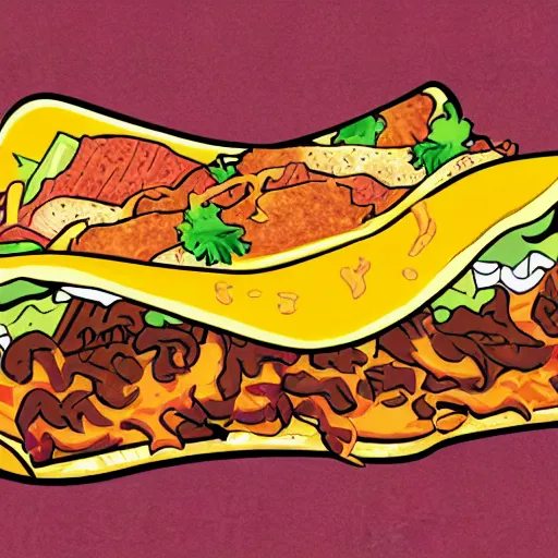 Image similar to graphic illustration, comic book, graphic art, taco bell, burrito, nachos, taco bell, consume taco bell, taco bell, taco bell, highly detailed, taco bell, hd