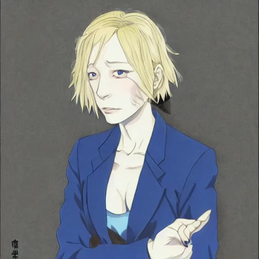 Image similar to An anime portrait of cate blanchett ,by Katsuhiro Otomo