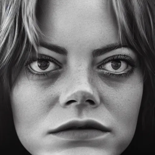 Image similar to headshot portrait photo of a beautiful emma stone, smooth skin, by lee jeffries