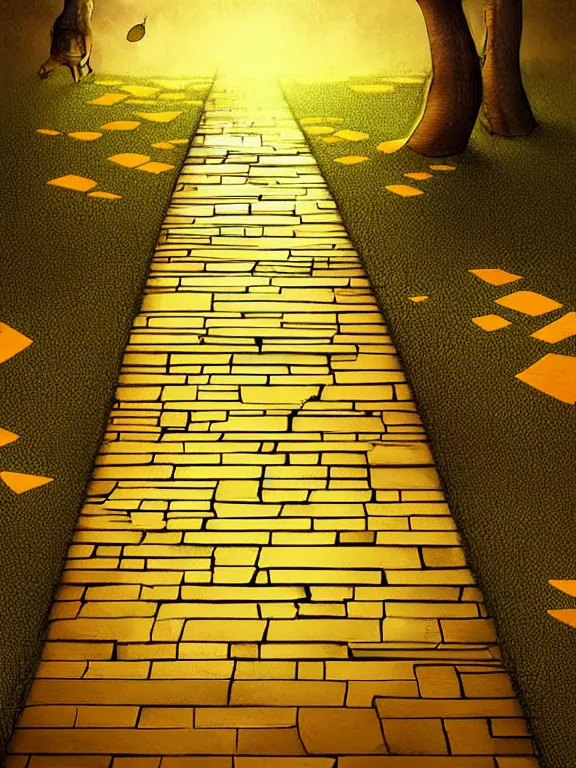 Prompt: professional digital art detailed OZ yellow brick road cgsociety wlop behance by pixiv