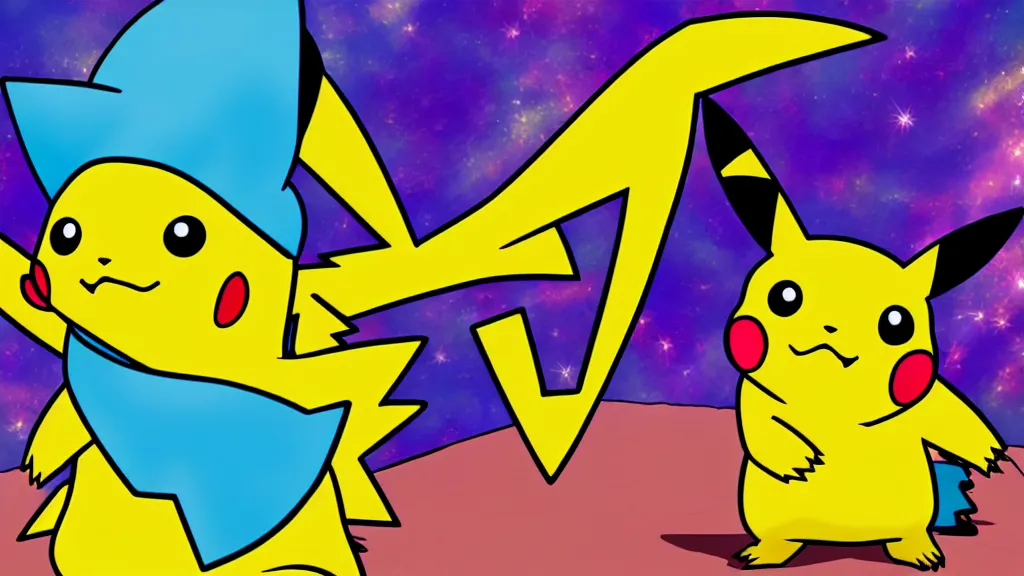 Image similar to pikachu, psychedelic, in a pokemon episode, 4k