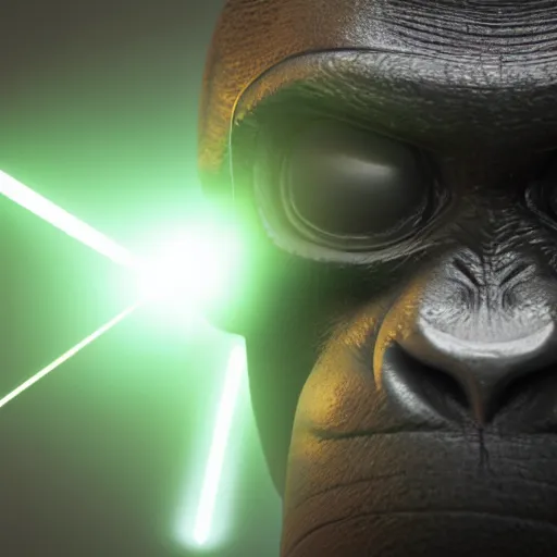 Image similar to if x - men cyclops was a bored ape with laser eyes, 4 k, hyperreal, octane render