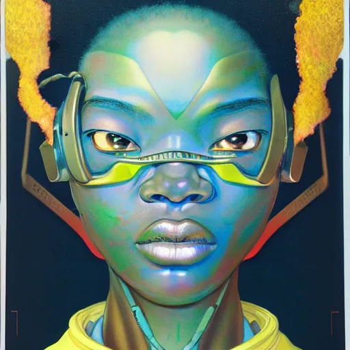 Prompt: citizen portrait afrofuturism soft light painted by james jean and katsuhiro otomo and erik jones, inspired by appleseed anime, smooth face feature, intricate oil painting, high detail illustration, sharp high detail, manga and anime 1 9 9 9