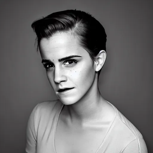 Prompt: Professional portrait of male Emma Watson. Studio lighting