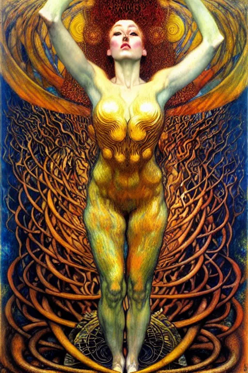 Image similar to Divine Chaos Engine by Karol Bak, Jean Delville, William Blake, Gustav Klimt, and Vincent Van Gogh, symbolist, visionary