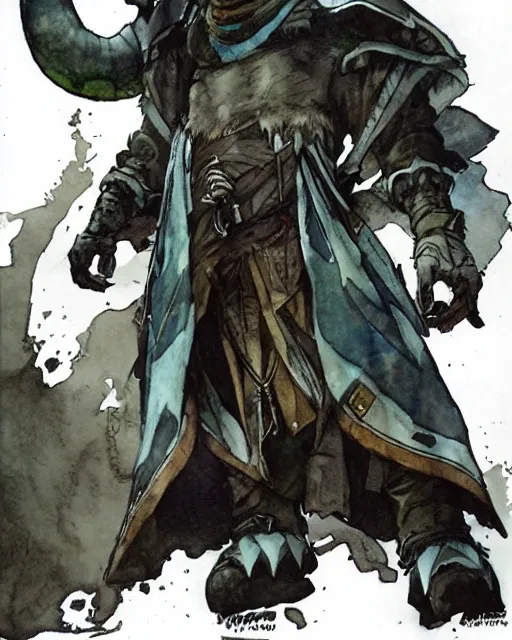 Image similar to Loxodon Druid, drawn by Yoji Shinkawa, water color, Dungeons and Dragons, Wizards of the Coast