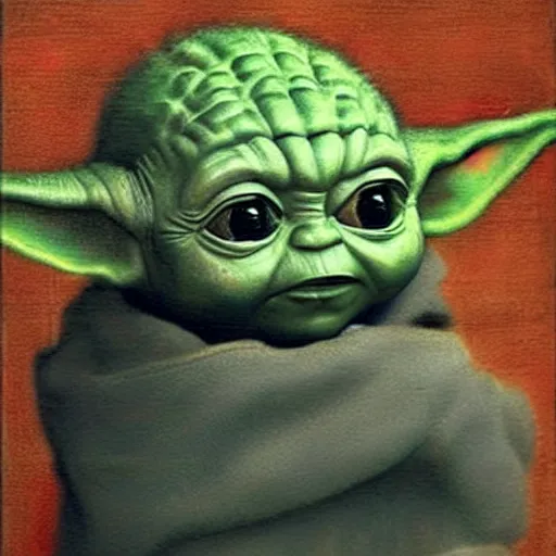 Prompt: baby Yoda Painting by Leonardo da Vinci 4k detailed super realistic