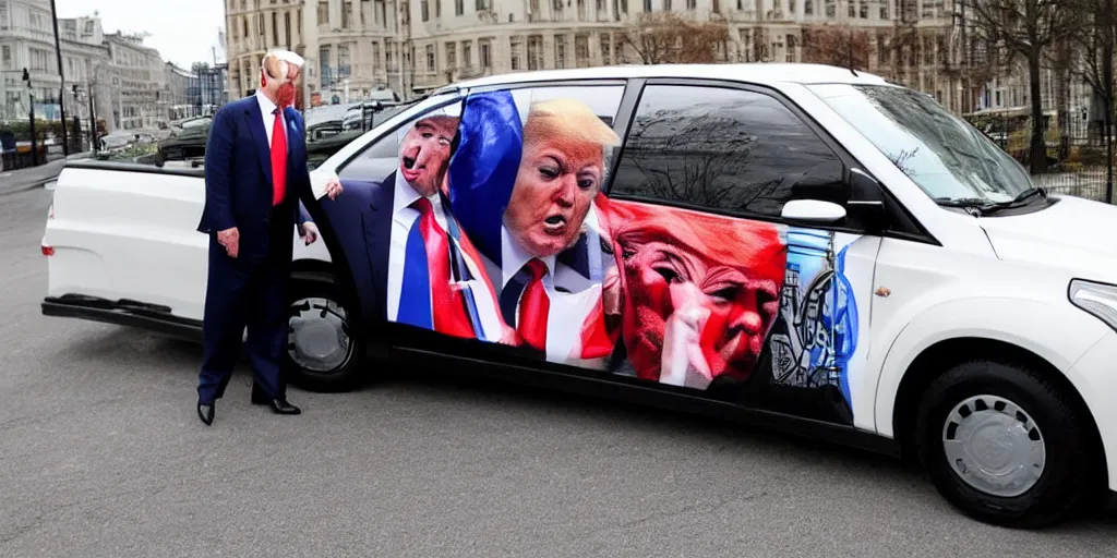 Image similar to trump, putin, anime car wrap