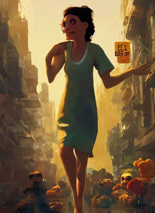 Image similar to poster for a comedy film animation called lazy woman, 8 k, hd, art by craig mullins