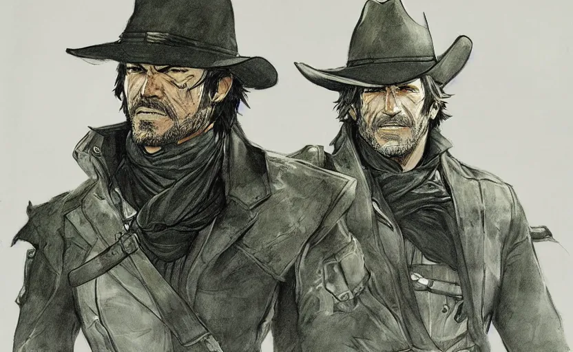 Image similar to yoji shinkawa drawing of arthur morgan,