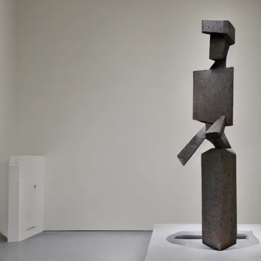 Image similar to sculptures in a brutalist museum