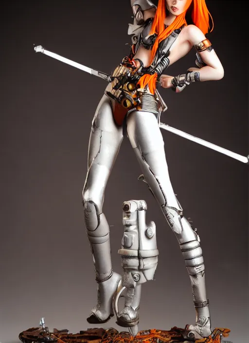 Prompt: Leeloo warhammer figure. Studio lighting, no background.