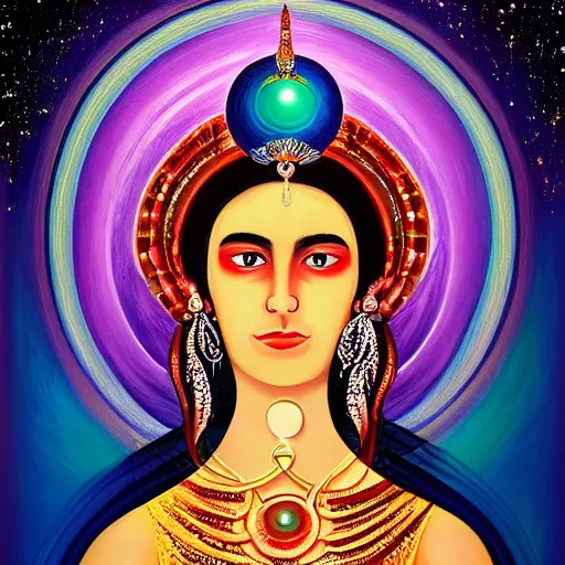 Prompt: a beautiful portrait of a cosmic goddess