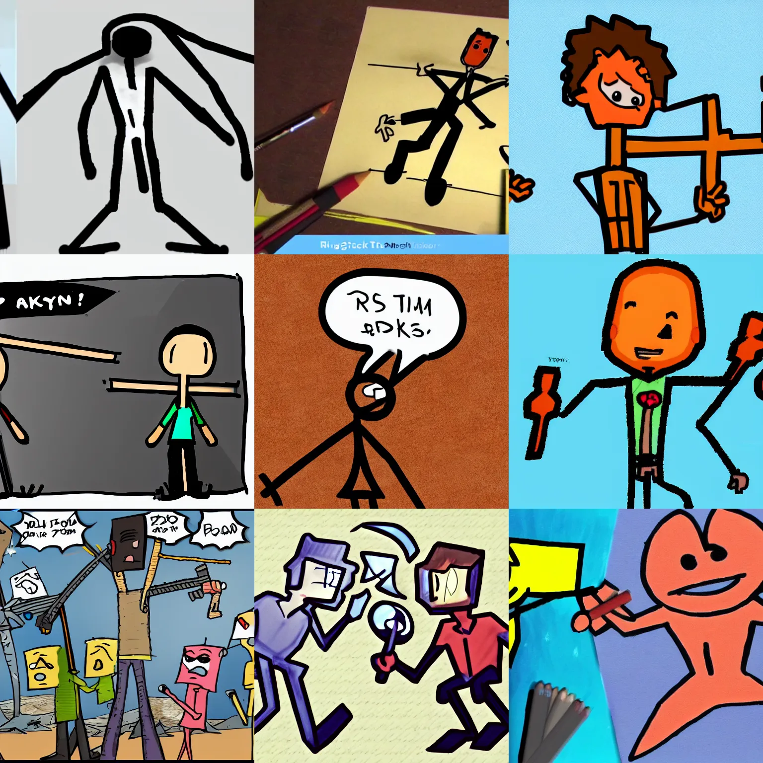 Prompt: rhg stick figure fanart, stickman animation, animation vs animator