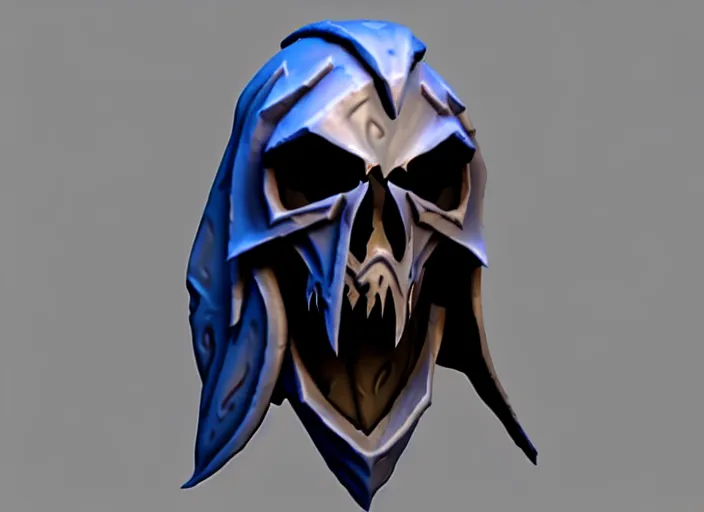 Image similar to hooded wraith skull, stylized stl, 3 d render, activision blizzard style, hearthstone style, darksiders style