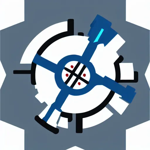 Prompt: a vectorized angled blue - grey gear icon