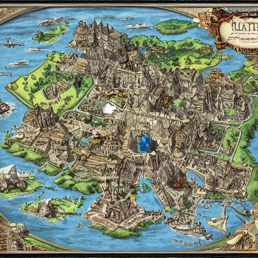 Image similar to detailed map of howarts, fantasy map, cartography, detailed, intricate,