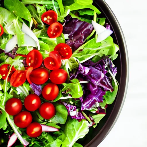 Image similar to first person point of view from my eyes, cutting a salad