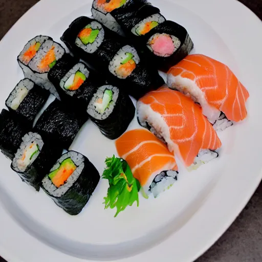 Prompt: sushi on a plate