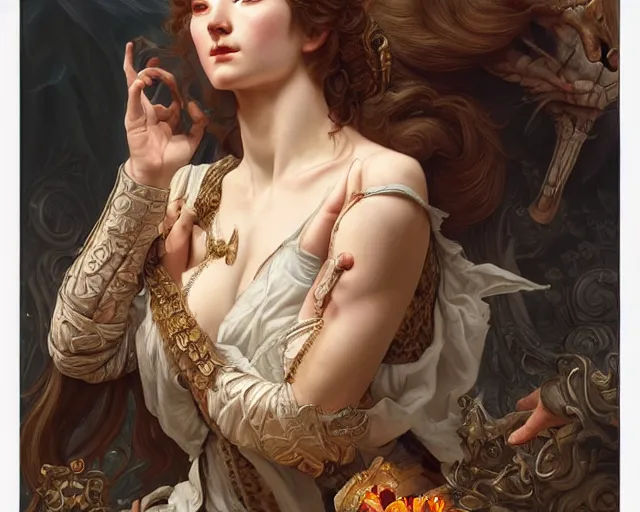 Image similar to photography of hendrick goltzius, deep focus, d & d, fantasy, intricate, elegant, highly detailed, digital painting, artstation, concept art, matte, sharp focus, illustration, hearthstone, art by artgerm and greg rutkowski and alphonse mucha