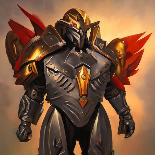 Image similar to greg manchess portrait painting of armored sanguinius with wings as overwatch character, medium shot, asymmetrical, profile picture, organic painting, sunny day, matte painting, bold shapes, hard edges, street art, trending on artstation, by huang guangjian and gil elvgren and sachin teng