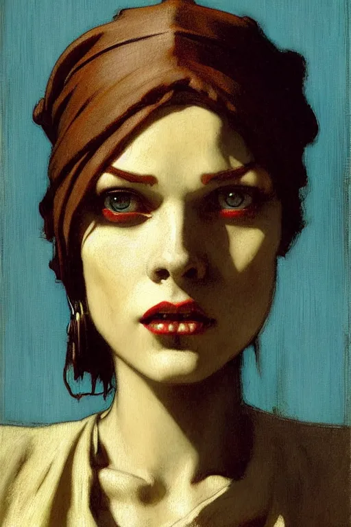 Image similar to full character portrait bioshock character not the girl with the pearl earring character design, painting by gaston bussiere, katsuya terada, nc wyeth, greg rutkowski, craig mullins, vermeer, frank frazetta, mucha, tom of finland, trending on artstation, jeffery catherine jones