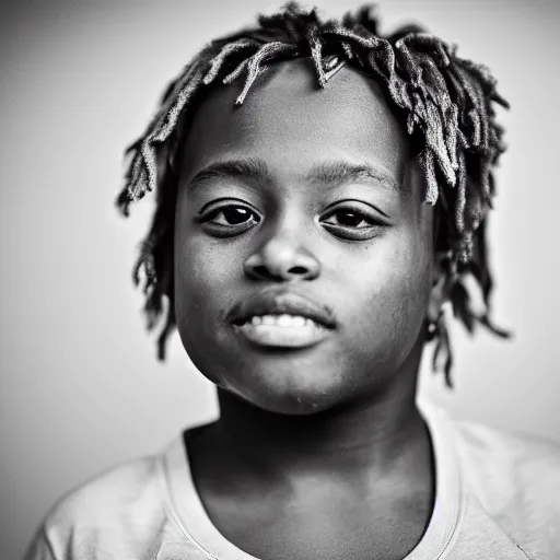 Image similar to the face of young juice wrld at 1 years old, black and white portrait by julia cameron, chiaroscuro lighting, shallow depth of field, 8 0 mm, f 1. 8