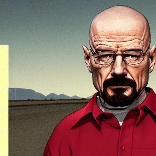 Prompt: walter white as a character on a GTA loading screen