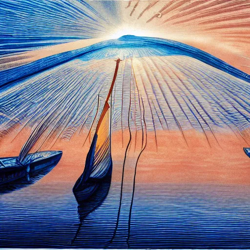 Prompt: A Boat, inkpainting, by Johfra Bosschart, Complex, 2010s, Bright, Rays of shimmering light, Plasmaglobe, 16k, Incoherent, Marquee, Infrared, 8k