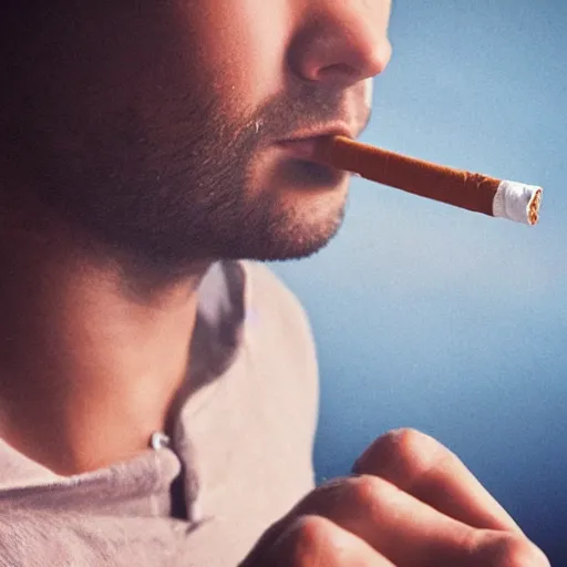 Image similar to cigarette in hand, hyper realistic