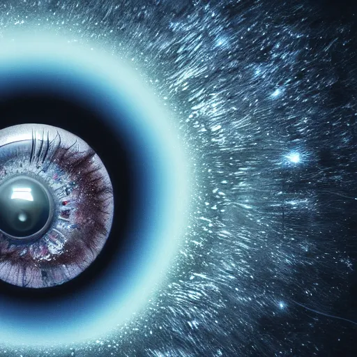 Prompt: the universe in the middle of an eye, close up, highly detailed, octane render,