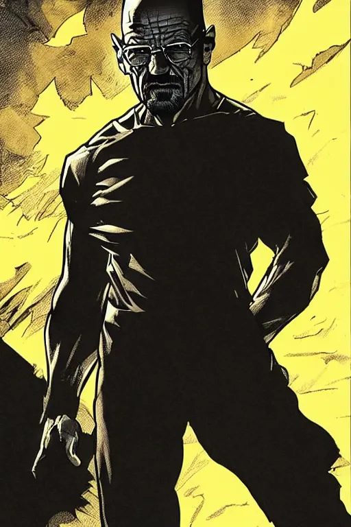 Image similar to character art by mike deodato, walter white, absolute chad