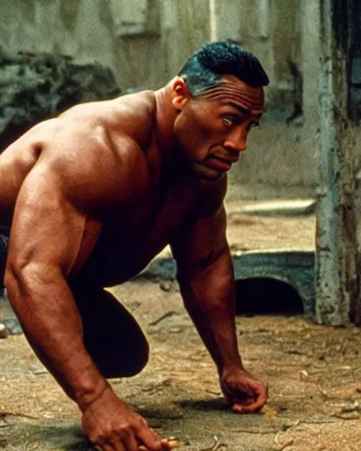 Image similar to film still close - up shot of dwayne johnson as john coffey from the movie the green mile. he is petting a mouse. photographic, photography