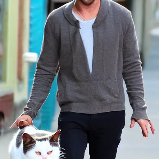 Image similar to ryan gosling turning into a cat