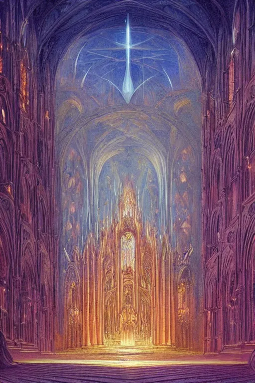 Prompt: Beautiful Astral Cathedral with Elaborate Architecture , foreboding cosmicsky by james gurney, Caspar David Friedrich,