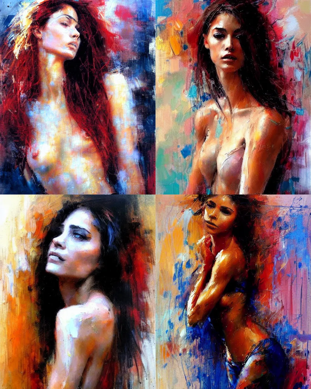 Prompt: young woman by henry asencio, masterpiece, painting, brush strokes, vivid
