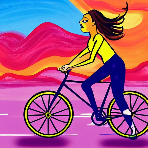 Image similar to illustration of a hot girl on a bike going 60 miles per hour, digital art