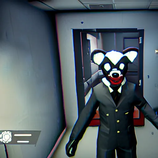 Image similar to Screenshot from the PC game Payday: The Heist demonstrating the fursuit unlock