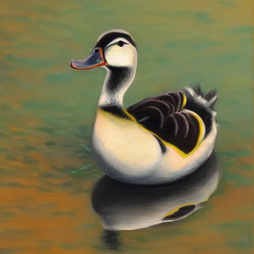 Image similar to a duck on the prowl oil painting