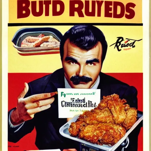 Image similar to vintage ad for Burt Reynolds fried chicken