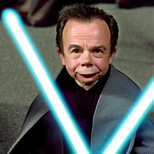 Prompt: Warwick Davis as a Jedi Master