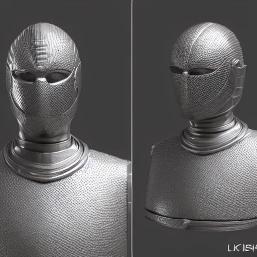 Image similar to hyperrealistic 3 d render of a bust of knight with futuristic fashion elements created by yuuki morita and ludvig holmen, brilliantly colored, kingdoms of ether, octane render, 3 d animated, clay look, unreal engine 5, volumetric lighting, hdr, studio lighting, smooth surface, 8 k