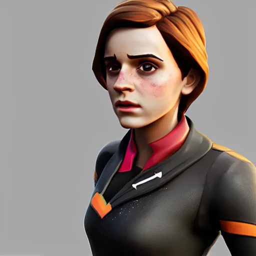 Image similar to textured film grain freckled face subsurface scattering emma watson as a fortnite character cgsociety octane render unreal engine redshift render trending on artstation trending on artstation render blender behance cg superhero