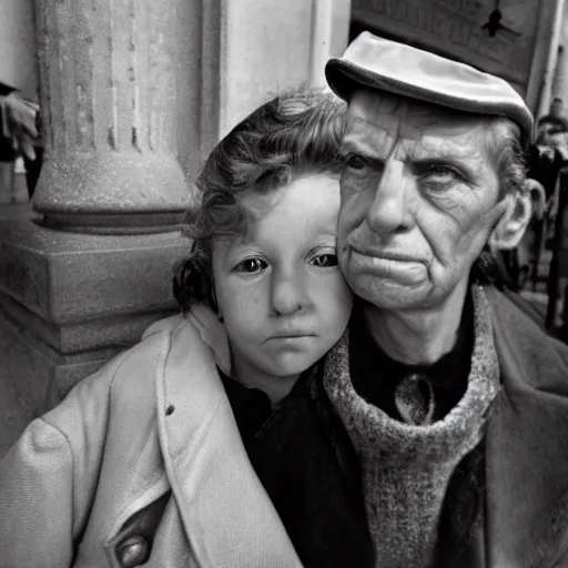 Image similar to high quality, high detail, expressive portrait by vivian maier, hd, beautiful faces, love in the eyes, photorealistic lighting