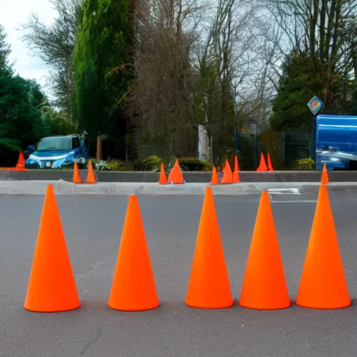 Prompt: Swollen traffic cones