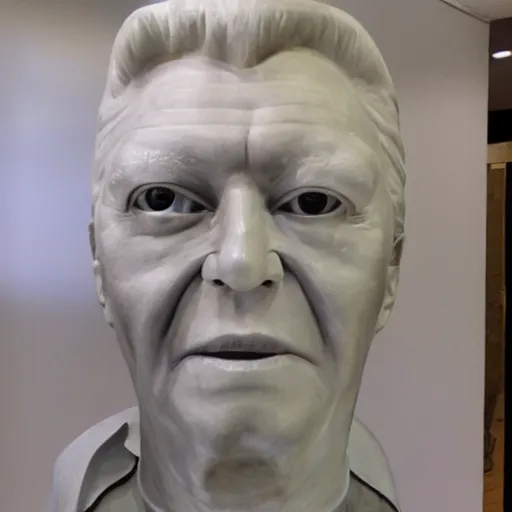 Prompt: oversized Jeff Koonz sculpture of Derek Acorah as a ghostly apparition